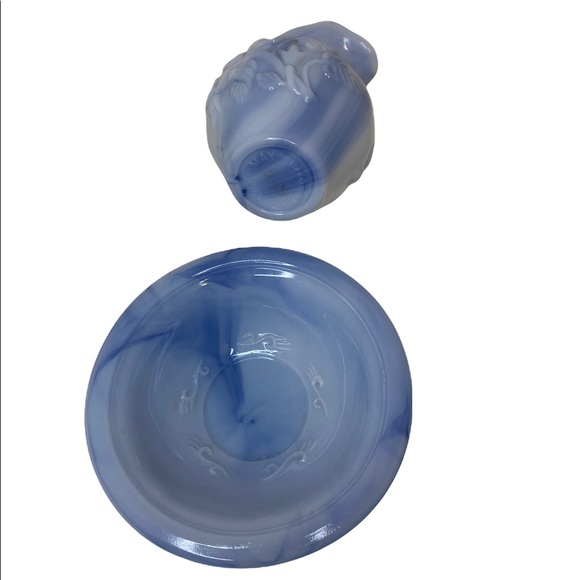 COPY - Vintage 1978 Avon Victoriana Blue & green Jadeite Glass Pitcher Bowl mil… - Picture 9 of 10